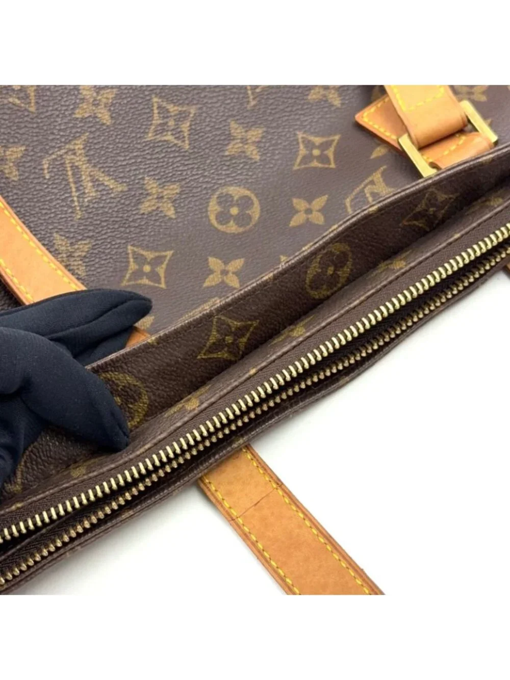 Louis Vuitton Cabas Piano Monogram Leather Brown Light Tote Gold
